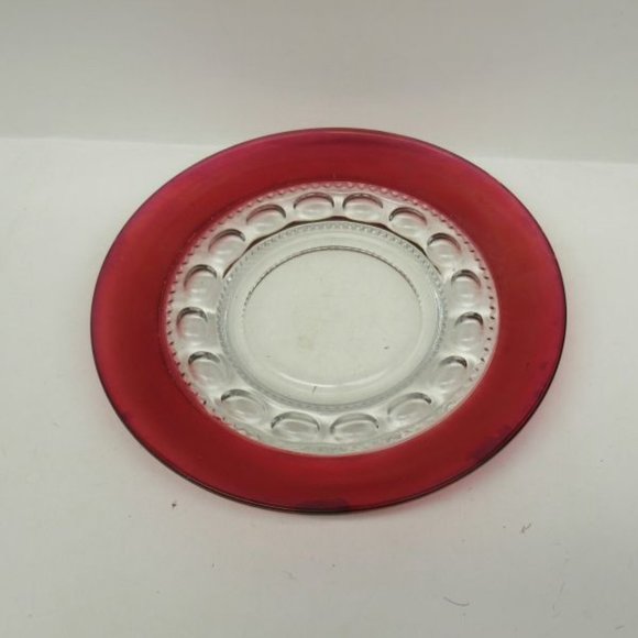 Indiana Glass Crystal Ruby Flashed KINGS CROWN 8 1/4 Inch Salad Plate - Picture 2 of 4